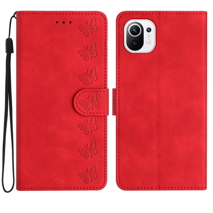Estuche para teléfono de cuero con relieve de siete mariposas, For Xiaomi Redmi 13C 4G, For Xiaomi 13T, For Xiaomi Mi 11 Lite, For Xiaomi Redmi Note 12 Pro 5G Global, For Xiaomi Redmi Note 12 5G Global, For Xiaomi 13 Pro, For Xiaomi 13                 ...