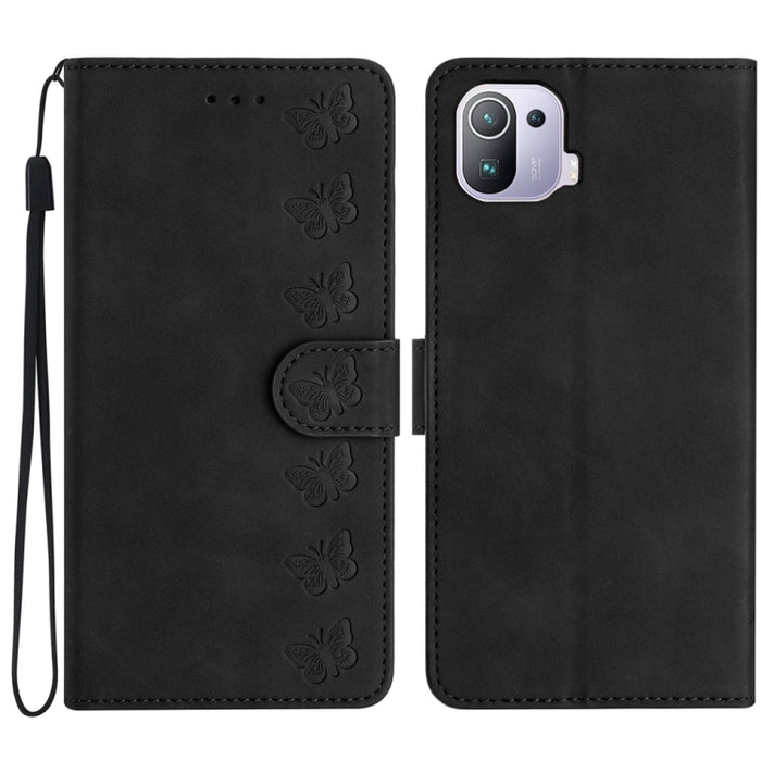 Estuche para teléfono de cuero con relieve de siete mariposas, For Xiaomi 11T / 11T Pro, For Xiaomi Redmi 10, For Xiaomi Mi 11 Ultra, For Xiaomi Mi 11 Pro, For Xiaomi Redmi Note 10 5G, For Xiaomi Redmi 9A, For Xiaomi Redmi 9, For Xiaomi Redmi 9C       ...