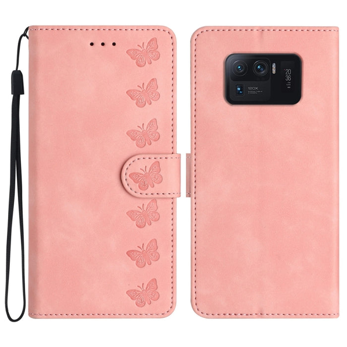 Estuche para teléfono de cuero con relieve de siete mariposas, For Xiaomi 11T / 11T Pro, For Xiaomi Redmi 10, For Xiaomi Mi 11 Ultra, For Xiaomi Mi 11 Pro, For Xiaomi Redmi Note 10 5G, For Xiaomi Redmi 9A, For Xiaomi Redmi 9, For Xiaomi Redmi 9C       ...