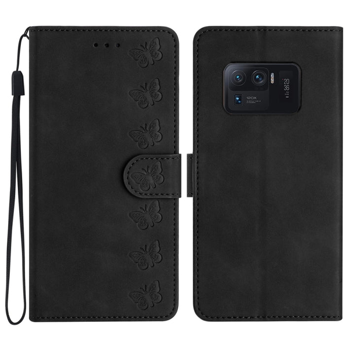 Estuche para teléfono de cuero con relieve de siete mariposas, For Xiaomi 11T / 11T Pro, For Xiaomi Redmi 10, For Xiaomi Mi 11 Ultra, For Xiaomi Mi 11 Pro, For Xiaomi Redmi Note 10 5G, For Xiaomi Redmi 9A, For Xiaomi Redmi 9, For Xiaomi Redmi 9C       ...