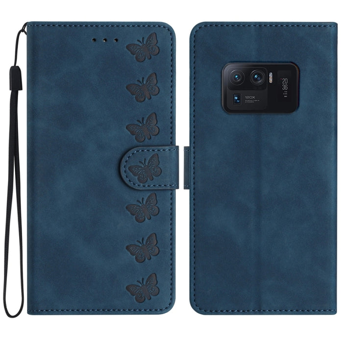 Estuche para teléfono de cuero con relieve de siete mariposas, For Xiaomi 11T / 11T Pro, For Xiaomi Redmi 10, For Xiaomi Mi 11 Ultra, For Xiaomi Mi 11 Pro, For Xiaomi Redmi Note 10 5G, For Xiaomi Redmi 9A, For Xiaomi Redmi 9, For Xiaomi Redmi 9C       ...