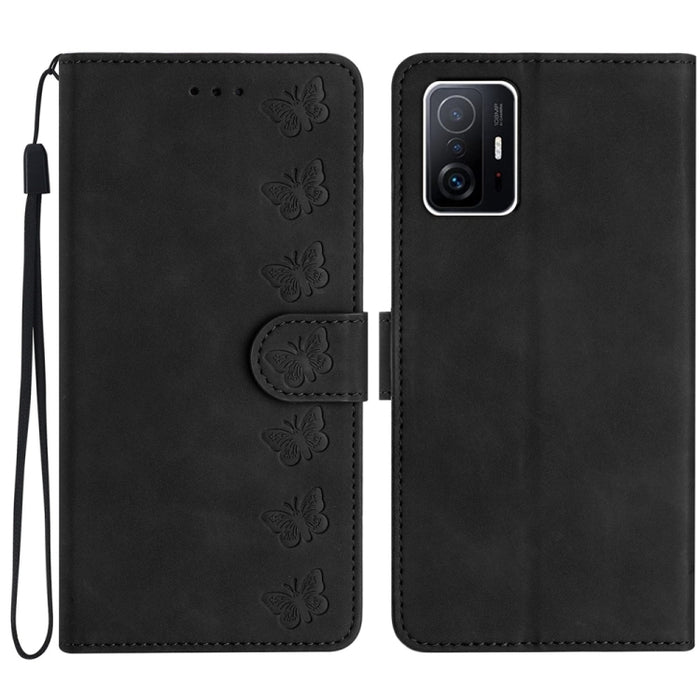 Estuche para teléfono de cuero con relieve de siete mariposas, For Xiaomi 11T / 11T Pro, For Xiaomi Redmi 10, For Xiaomi Mi 11 Ultra, For Xiaomi Mi 11 Pro, For Xiaomi Redmi Note 10 5G, For Xiaomi Redmi 9A, For Xiaomi Redmi 9, For Xiaomi Redmi 9C       ...