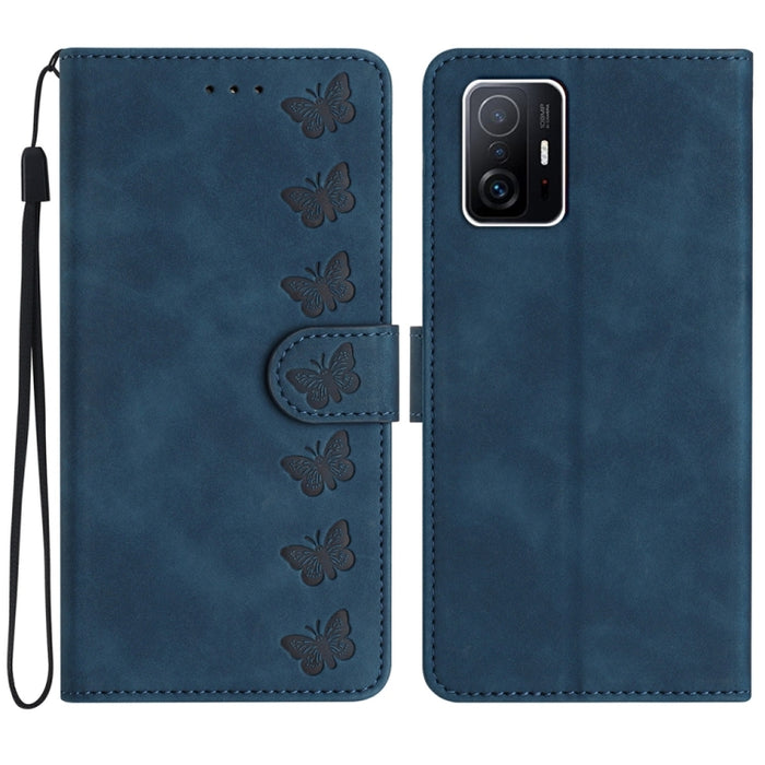 Estuche para teléfono de cuero con relieve de siete mariposas, For Xiaomi 11T / 11T Pro, For Xiaomi Redmi 10, For Xiaomi Mi 11 Ultra, For Xiaomi Mi 11 Pro, For Xiaomi Redmi Note 10 5G, For Xiaomi Redmi 9A, For Xiaomi Redmi 9, For Xiaomi Redmi 9C       ...