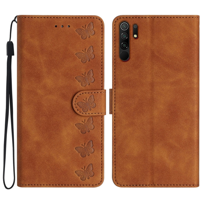 Estuche para teléfono de cuero con relieve de siete mariposas, For Xiaomi 11T / 11T Pro, For Xiaomi Redmi 10, For Xiaomi Mi 11 Ultra, For Xiaomi Mi 11 Pro, For Xiaomi Redmi Note 10 5G, For Xiaomi Redmi 9A, For Xiaomi Redmi 9, For Xiaomi Redmi 9C       ...