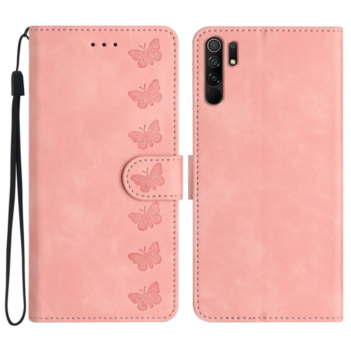 Estuche para teléfono de cuero con relieve de siete mariposas, For Xiaomi 11T / 11T Pro, For Xiaomi Redmi 10, For Xiaomi Mi 11 Ultra, For Xiaomi Mi 11 Pro, For Xiaomi Redmi Note 10 5G, For Xiaomi Redmi 9A, For Xiaomi Redmi 9, For Xiaomi Redmi 9C       ...