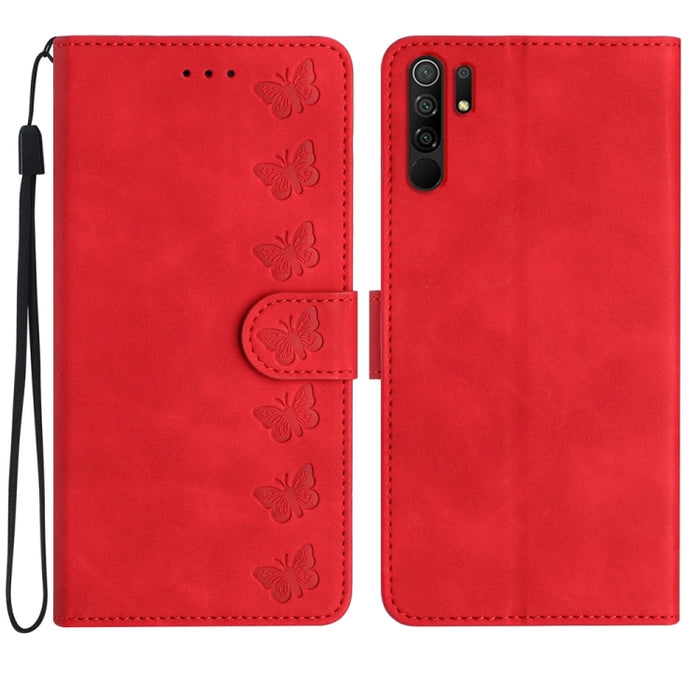Estuche para teléfono de cuero con relieve de siete mariposas, For Xiaomi 11T / 11T Pro, For Xiaomi Redmi 10, For Xiaomi Mi 11 Ultra, For Xiaomi Mi 11 Pro, For Xiaomi Redmi Note 10 5G, For Xiaomi Redmi 9A, For Xiaomi Redmi 9, For Xiaomi Redmi 9C       ...