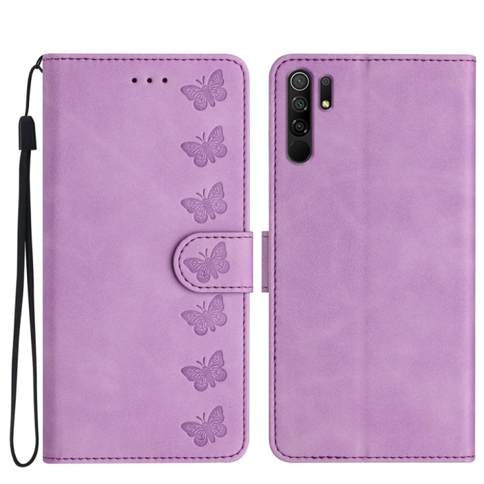 Estuche para teléfono de cuero con relieve de siete mariposas, For Xiaomi 11T / 11T Pro, For Xiaomi Redmi 10, For Xiaomi Mi 11 Ultra, For Xiaomi Mi 11 Pro, For Xiaomi Redmi Note 10 5G, For Xiaomi Redmi 9A, For Xiaomi Redmi 9, For Xiaomi Redmi 9C       ...