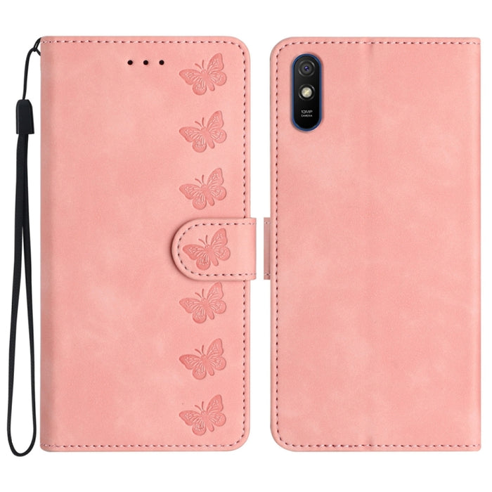 Estuche para teléfono de cuero con relieve de siete mariposas, For Xiaomi 11T / 11T Pro, For Xiaomi Redmi 10, For Xiaomi Mi 11 Ultra, For Xiaomi Mi 11 Pro, For Xiaomi Redmi Note 10 5G, For Xiaomi Redmi 9A, For Xiaomi Redmi 9, For Xiaomi Redmi 9C       ...
