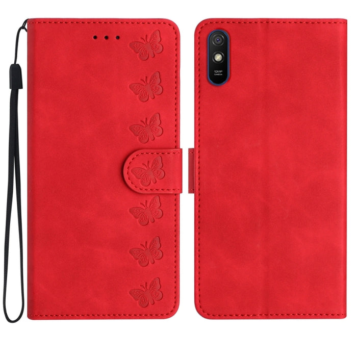 Estuche para teléfono de cuero con relieve de siete mariposas, For Xiaomi 11T / 11T Pro, For Xiaomi Redmi 10, For Xiaomi Mi 11 Ultra, For Xiaomi Mi 11 Pro, For Xiaomi Redmi Note 10 5G, For Xiaomi Redmi 9A, For Xiaomi Redmi 9, For Xiaomi Redmi 9C       ...
