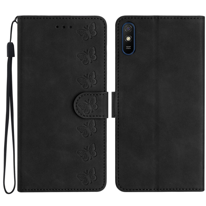 Estuche para teléfono de cuero con relieve de siete mariposas, For Xiaomi 11T / 11T Pro, For Xiaomi Redmi 10, For Xiaomi Mi 11 Ultra, For Xiaomi Mi 11 Pro, For Xiaomi Redmi Note 10 5G, For Xiaomi Redmi 9A, For Xiaomi Redmi 9, For Xiaomi Redmi 9C       ...