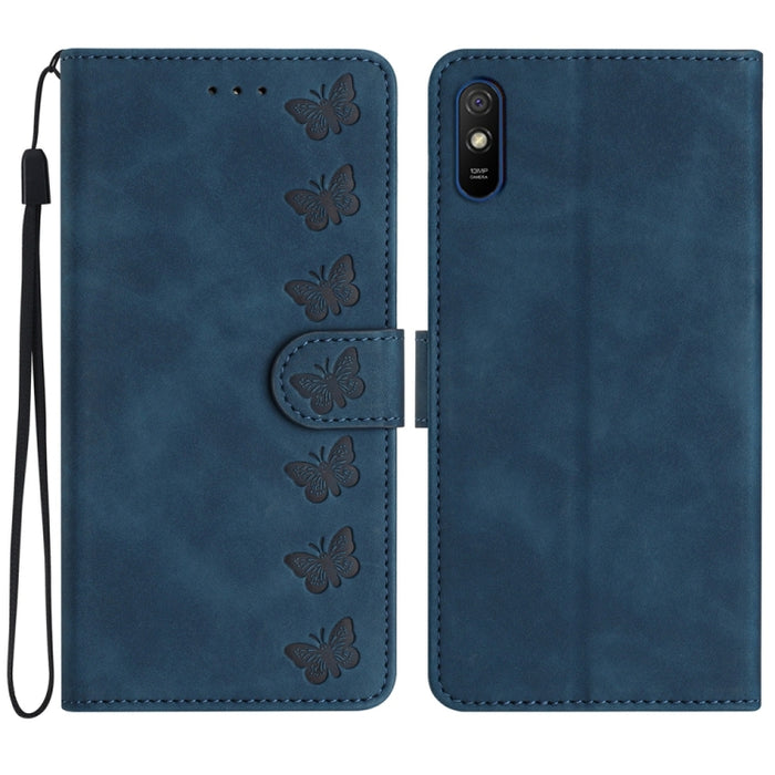 Estuche para teléfono de cuero con relieve de siete mariposas, For Xiaomi 11T / 11T Pro, For Xiaomi Redmi 10, For Xiaomi Mi 11 Ultra, For Xiaomi Mi 11 Pro, For Xiaomi Redmi Note 10 5G, For Xiaomi Redmi 9A, For Xiaomi Redmi 9, For Xiaomi Redmi 9C       ...