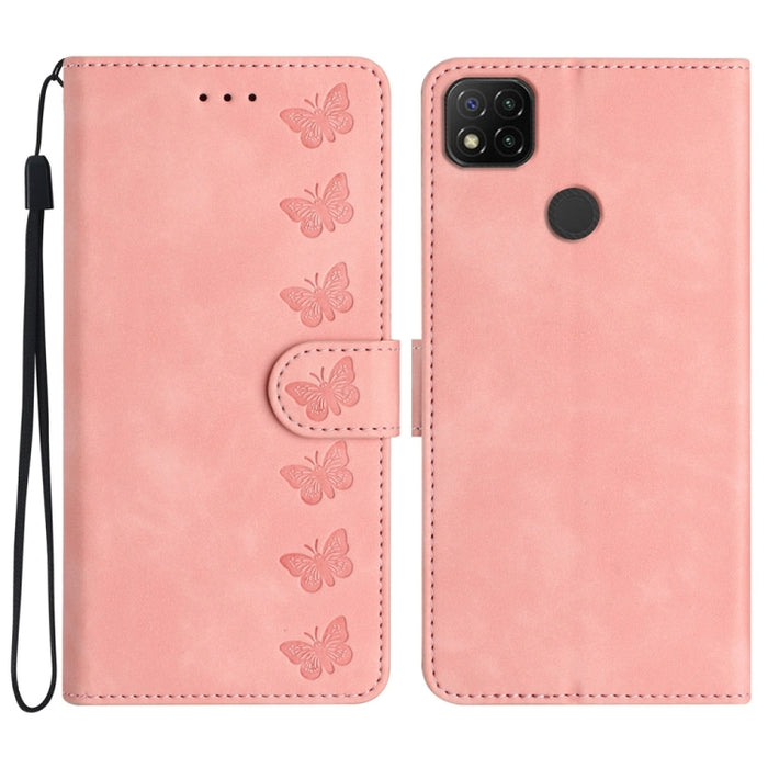 Estuche para teléfono de cuero con relieve de siete mariposas, For Xiaomi 11T / 11T Pro, For Xiaomi Redmi 10, For Xiaomi Mi 11 Ultra, For Xiaomi Mi 11 Pro, For Xiaomi Redmi Note 10 5G, For Xiaomi Redmi 9A, For Xiaomi Redmi 9, For Xiaomi Redmi 9C       ...