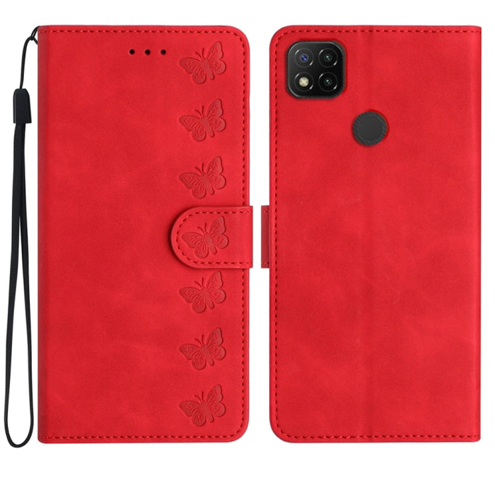 Estuche para teléfono de cuero con relieve de siete mariposas, For Xiaomi 11T / 11T Pro, For Xiaomi Redmi 10, For Xiaomi Mi 11 Ultra, For Xiaomi Mi 11 Pro, For Xiaomi Redmi Note 10 5G, For Xiaomi Redmi 9A, For Xiaomi Redmi 9, For Xiaomi Redmi 9C       ...