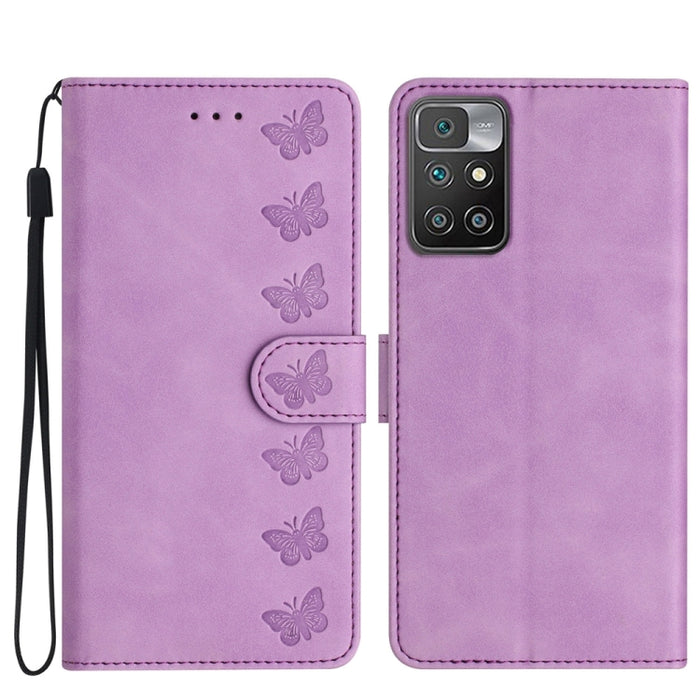 Estuche para teléfono de cuero con relieve de siete mariposas, For Xiaomi 11T / 11T Pro, For Xiaomi Redmi 10, For Xiaomi Mi 11 Ultra, For Xiaomi Mi 11 Pro, For Xiaomi Redmi Note 10 5G, For Xiaomi Redmi 9A, For Xiaomi Redmi 9, For Xiaomi Redmi 9C       ...