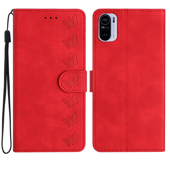 Estuche para teléfono de cuero con relieve de siete mariposas, For Xiaomi 11T / 11T Pro, For Xiaomi Redmi 10, For Xiaomi Mi 11 Ultra, For Xiaomi Mi 11 Pro, For Xiaomi Redmi Note 10 5G, For Xiaomi Redmi 9A, For Xiaomi Redmi 9, For Xiaomi Redmi 9C       ...