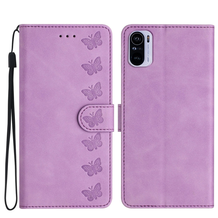 Estuche para teléfono de cuero con relieve de siete mariposas, For Xiaomi 11T / 11T Pro, For Xiaomi Redmi 10, For Xiaomi Mi 11 Ultra, For Xiaomi Mi 11 Pro, For Xiaomi Redmi Note 10 5G, For Xiaomi Redmi 9A, For Xiaomi Redmi 9, For Xiaomi Redmi 9C       ...