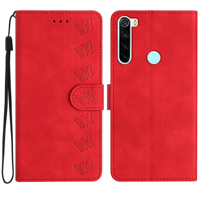 Estuche para teléfono de cuero con relieve de siete mariposas, For Xiaomi 11T / 11T Pro, For Xiaomi Redmi 10, For Xiaomi Mi 11 Ultra, For Xiaomi Mi 11 Pro, For Xiaomi Redmi Note 10 5G, For Xiaomi Redmi 9A, For Xiaomi Redmi 9, For Xiaomi Redmi 9C       ...