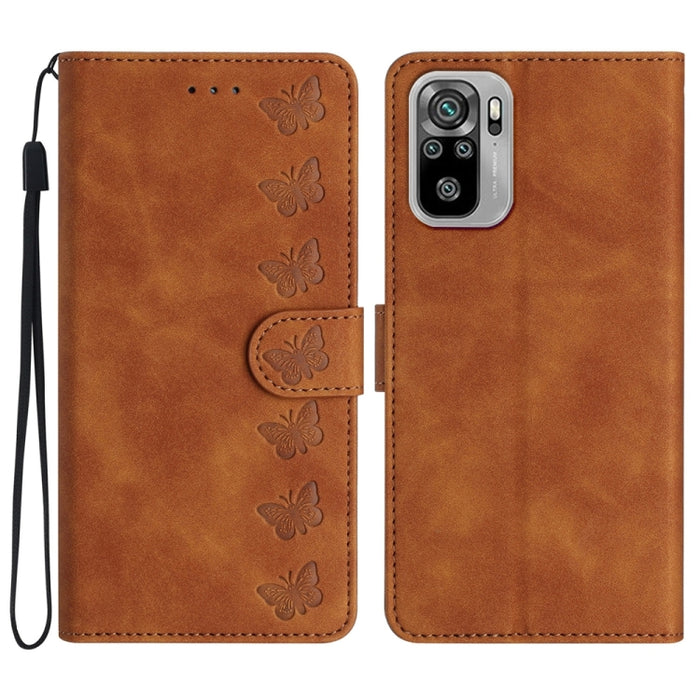 Estuche para teléfono de cuero con relieve de siete mariposas, For Xiaomi 11T / 11T Pro, For Xiaomi Redmi 10, For Xiaomi Mi 11 Ultra, For Xiaomi Mi 11 Pro, For Xiaomi Redmi Note 10 5G, For Xiaomi Redmi 9A, For Xiaomi Redmi 9, For Xiaomi Redmi 9C       ...