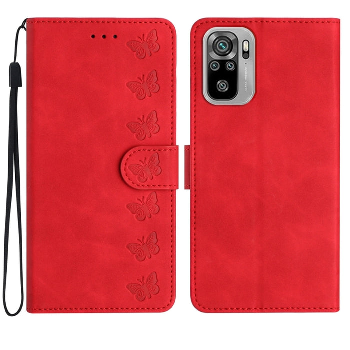 Estuche para teléfono de cuero con relieve de siete mariposas, For Xiaomi 11T / 11T Pro, For Xiaomi Redmi 10, For Xiaomi Mi 11 Ultra, For Xiaomi Mi 11 Pro, For Xiaomi Redmi Note 10 5G, For Xiaomi Redmi 9A, For Xiaomi Redmi 9, For Xiaomi Redmi 9C       ...