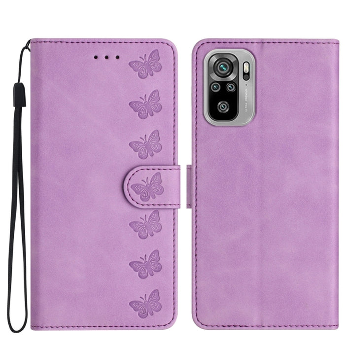Estuche para teléfono de cuero con relieve de siete mariposas, For Xiaomi 11T / 11T Pro, For Xiaomi Redmi 10, For Xiaomi Mi 11 Ultra, For Xiaomi Mi 11 Pro, For Xiaomi Redmi Note 10 5G, For Xiaomi Redmi 9A, For Xiaomi Redmi 9, For Xiaomi Redmi 9C       ...