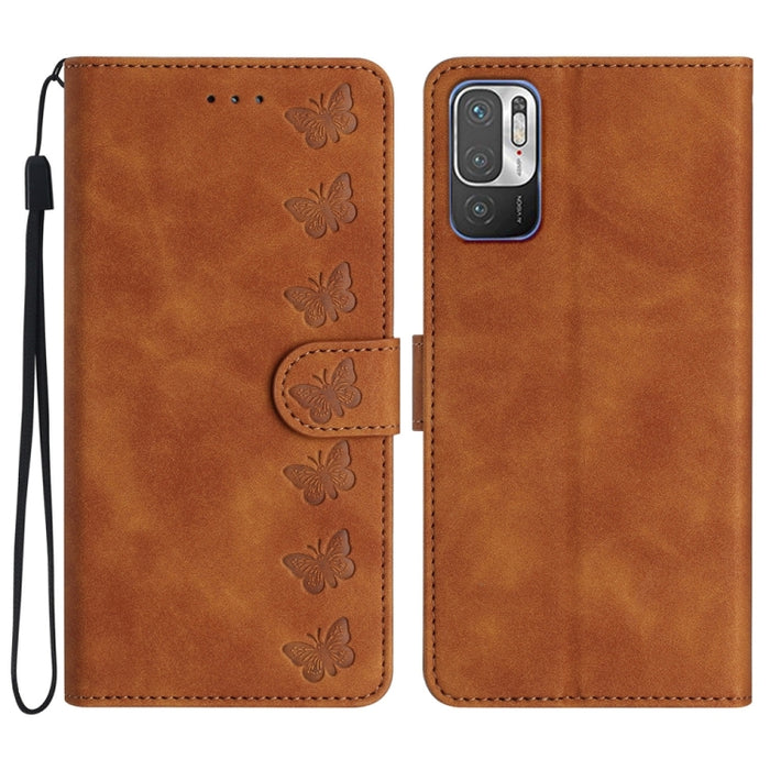 Estuche para teléfono de cuero con relieve de siete mariposas, For Xiaomi 11T / 11T Pro, For Xiaomi Redmi 10, For Xiaomi Mi 11 Ultra, For Xiaomi Mi 11 Pro, For Xiaomi Redmi Note 10 5G, For Xiaomi Redmi 9A, For Xiaomi Redmi 9, For Xiaomi Redmi 9C       ...