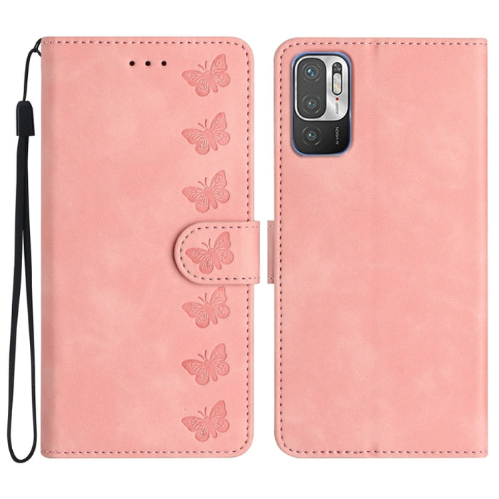 Estuche para teléfono de cuero con relieve de siete mariposas, For Xiaomi 11T / 11T Pro, For Xiaomi Redmi 10, For Xiaomi Mi 11 Ultra, For Xiaomi Mi 11 Pro, For Xiaomi Redmi Note 10 5G, For Xiaomi Redmi 9A, For Xiaomi Redmi 9, For Xiaomi Redmi 9C       ...
