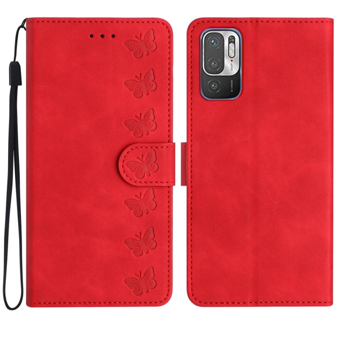 Estuche para teléfono de cuero con relieve de siete mariposas, For Xiaomi 11T / 11T Pro, For Xiaomi Redmi 10, For Xiaomi Mi 11 Ultra, For Xiaomi Mi 11 Pro, For Xiaomi Redmi Note 10 5G, For Xiaomi Redmi 9A, For Xiaomi Redmi 9, For Xiaomi Redmi 9C       ...
