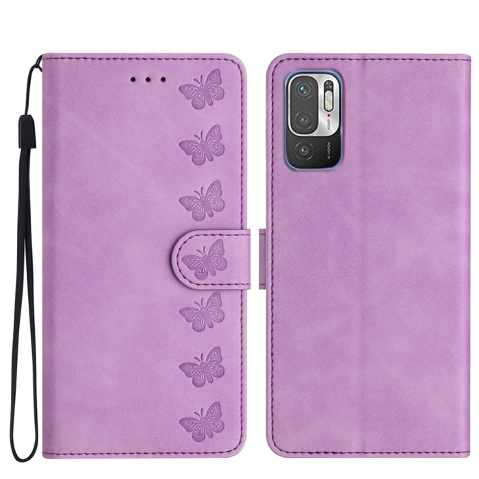 Estuche para teléfono de cuero con relieve de siete mariposas, For Xiaomi 11T / 11T Pro, For Xiaomi Redmi 10, For Xiaomi Mi 11 Ultra, For Xiaomi Mi 11 Pro, For Xiaomi Redmi Note 10 5G, For Xiaomi Redmi 9A, For Xiaomi Redmi 9, For Xiaomi Redmi 9C       ...
