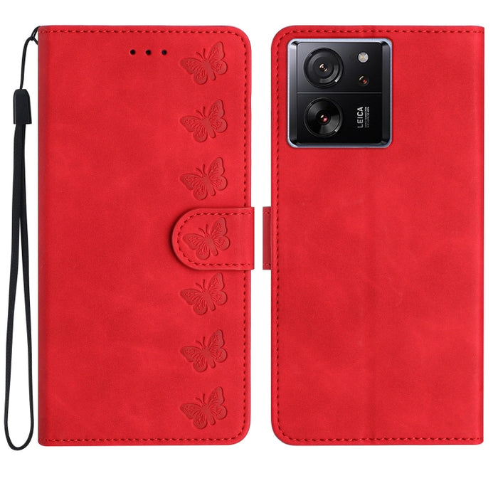 Estuche para teléfono de cuero con relieve de siete mariposas, For Xiaomi Redmi 13C 4G, For Xiaomi 13T, For Xiaomi Mi 11 Lite, For Xiaomi Redmi Note 12 Pro 5G Global, For Xiaomi Redmi Note 12 5G Global, For Xiaomi 13 Pro, For Xiaomi 13                 ...