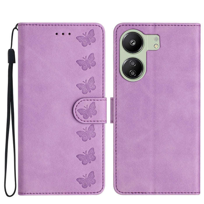 Estuche para teléfono de cuero con relieve de siete mariposas, For Xiaomi Redmi 13C 4G, For Xiaomi 13T, For Xiaomi Mi 11 Lite, For Xiaomi Redmi Note 12 Pro 5G Global, For Xiaomi Redmi Note 12 5G Global, For Xiaomi 13 Pro, For Xiaomi 13                 ...