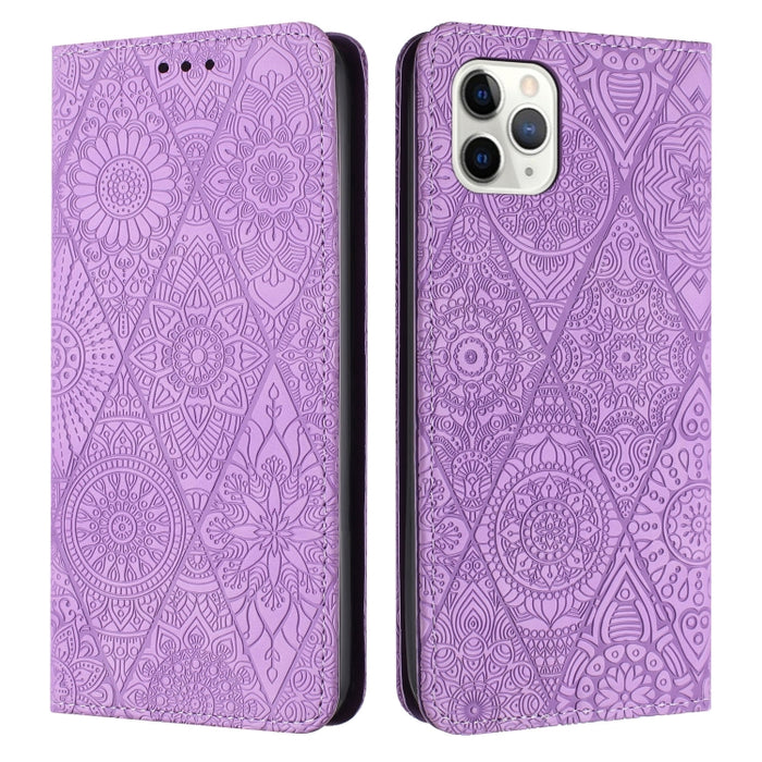 Estuche para teléfono de cuero de adsorción en relieve étnico