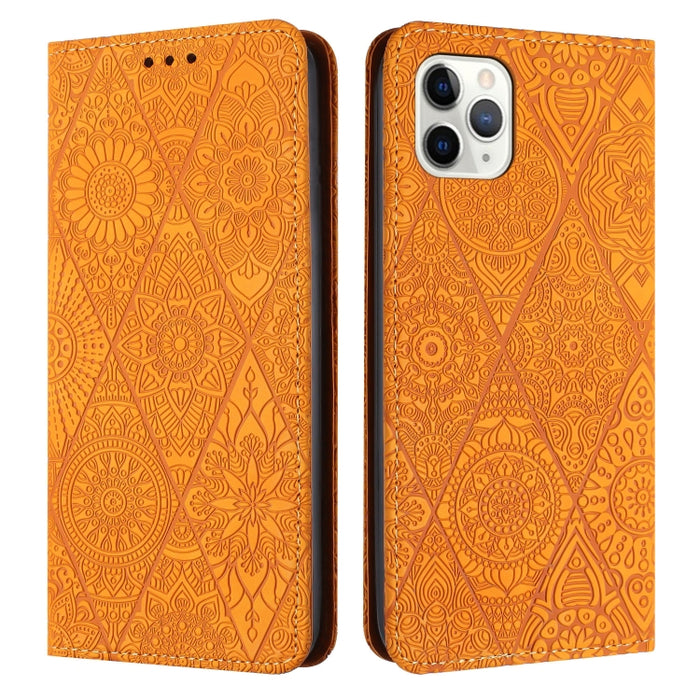 Estuche para teléfono de cuero de adsorción en relieve étnico
