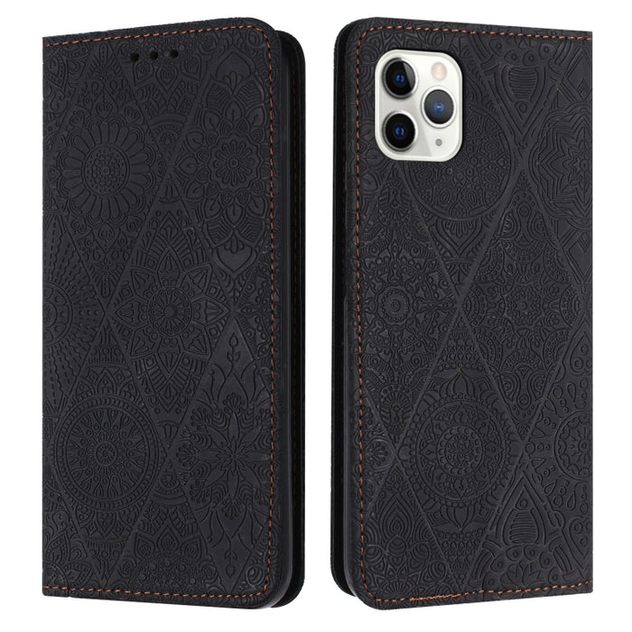 Estuche para teléfono de cuero de adsorción en relieve étnico