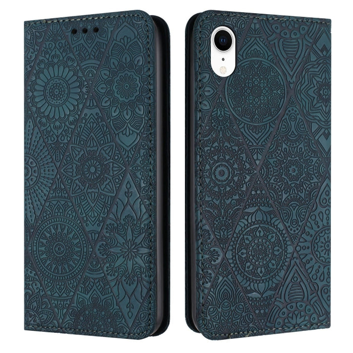 Estuche para teléfono de cuero de adsorción en relieve étnico