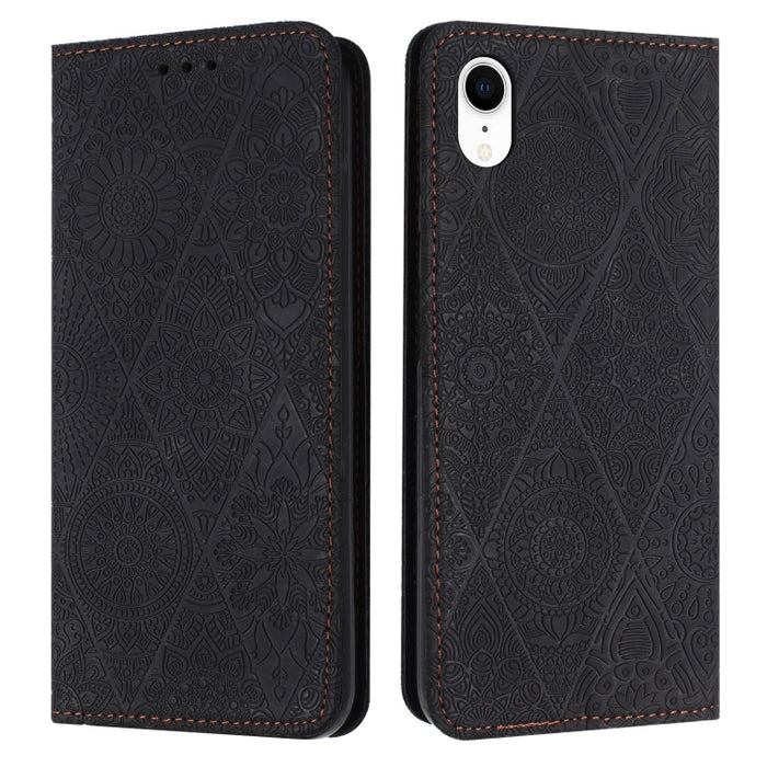Estuche para teléfono de cuero de adsorción en relieve étnico