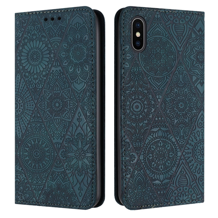Estuche para teléfono de cuero de adsorción en relieve étnico