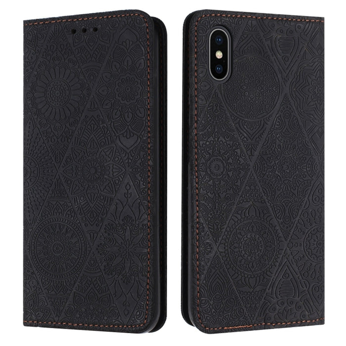 Estuche para teléfono de cuero de adsorción en relieve étnico