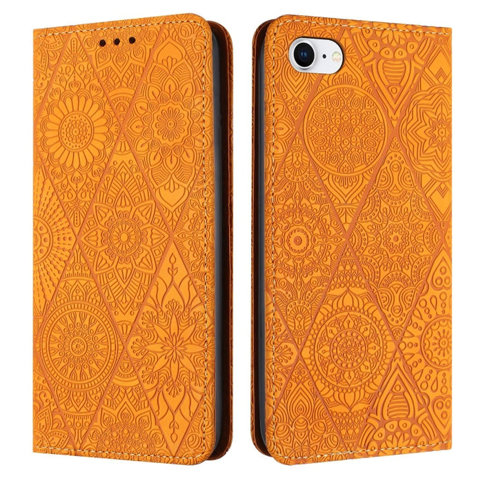 Estuche para teléfono de cuero de adsorción en relieve étnico