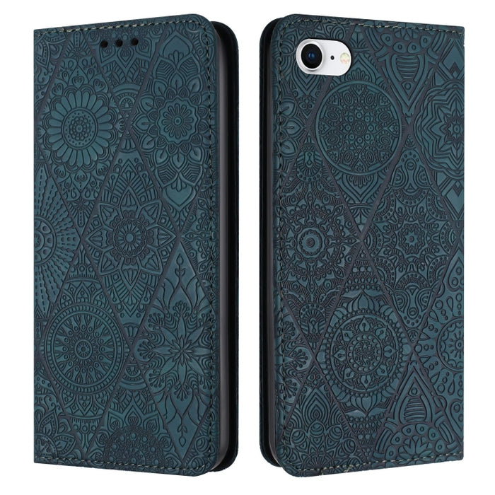 Estuche para teléfono de cuero de adsorción en relieve étnico