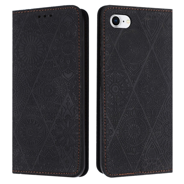 Estuche para teléfono de cuero de adsorción en relieve étnico