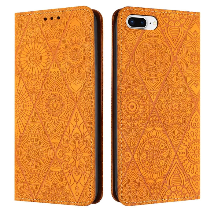 Estuche para teléfono de cuero de adsorción en relieve étnico