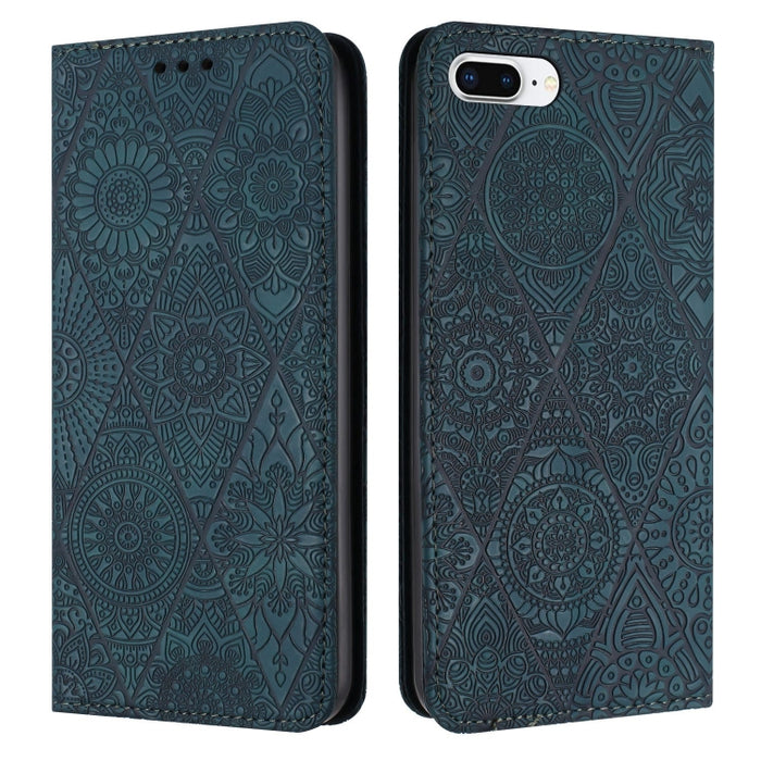 Estuche para teléfono de cuero de adsorción en relieve étnico
