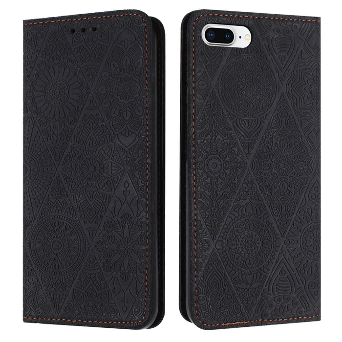Estuche para teléfono de cuero de adsorción en relieve étnico