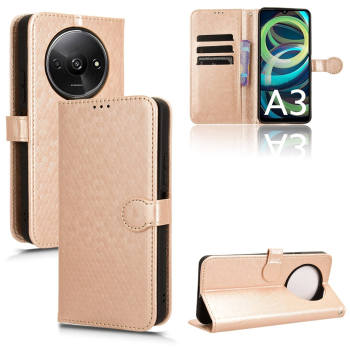 Estuche para teléfono de cuero con textura de punto de panal, For Xiaomi Poco F6 /Redmi Turbo 3, For Xiaomi Civi 4 Pro, For Xiaomi Poco M6 Pro 4G, For Xiaomi Redmi A3, For Xiaomi Redmi Note 13 Pro 4G Global, For Xiaomi Redmi Note 13 4G                 ...