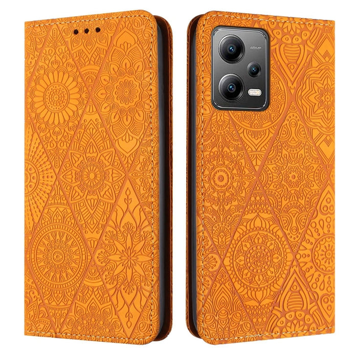 Estuche para teléfono de cuero de adsorción en relieve étnico, For Xiaomi Redmi 13 4G, For Xiaomi Redmi Note 13 5G, For Xiaomi Redmi 13C, For Xiaomi Redmi Note 13 Pro 5G, For Redmi Note 12 Pro 4G, For Redmi Note 12 4G Global                            ...
