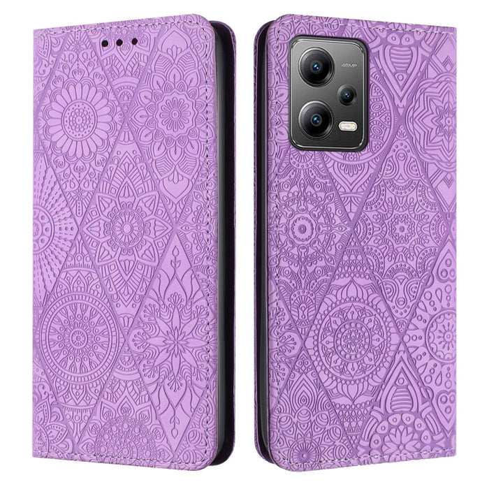 Estuche para teléfono de cuero de adsorción en relieve étnico, For Xiaomi Redmi 13 4G, For Xiaomi Redmi Note 13 5G, For Xiaomi Redmi 13C, For Xiaomi Redmi Note 13 Pro 5G, For Redmi Note 12 Pro 4G, For Redmi Note 12 4G Global                            ...