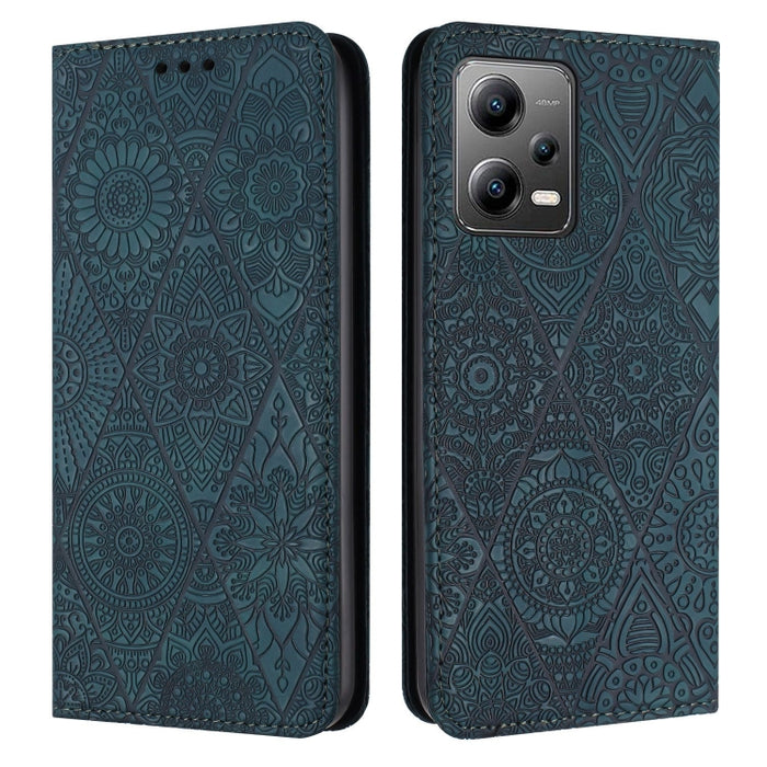Estuche para teléfono de cuero de adsorción en relieve étnico, For Xiaomi Redmi 13 4G, For Xiaomi Redmi Note 13 5G, For Xiaomi Redmi 13C, For Xiaomi Redmi Note 13 Pro 5G, For Redmi Note 12 Pro 4G, For Redmi Note 12 4G Global                            ...