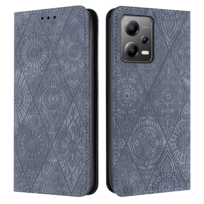 Estuche para teléfono de cuero de adsorción en relieve étnico, For Xiaomi Redmi 13 4G, For Xiaomi Redmi Note 13 5G, For Xiaomi Redmi 13C, For Xiaomi Redmi Note 13 Pro 5G, For Redmi Note 12 Pro 4G, For Redmi Note 12 4G Global                            ...