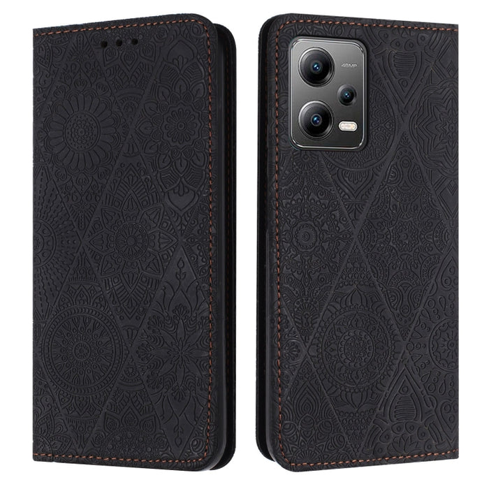 Estuche para teléfono de cuero de adsorción en relieve étnico, For Xiaomi Redmi 13 4G, For Xiaomi Redmi Note 13 5G, For Xiaomi Redmi 13C, For Xiaomi Redmi Note 13 Pro 5G, For Redmi Note 12 Pro 4G, For Redmi Note 12 4G Global                            ...
