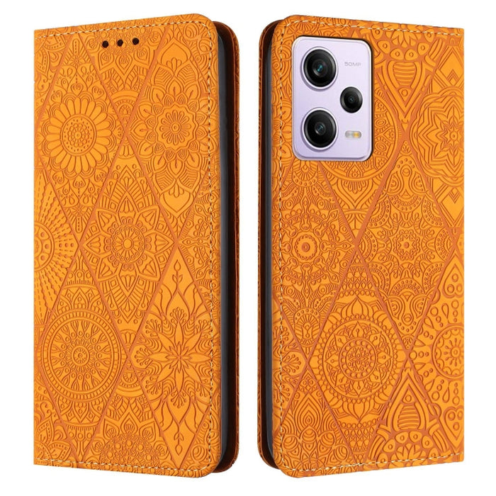 Estuche para teléfono de cuero de adsorción en relieve étnico, For Xiaomi Redmi 13 4G, For Xiaomi Redmi Note 13 5G, For Xiaomi Redmi 13C, For Xiaomi Redmi Note 13 Pro 5G, For Redmi Note 12 Pro 4G, For Redmi Note 12 4G Global                            ...